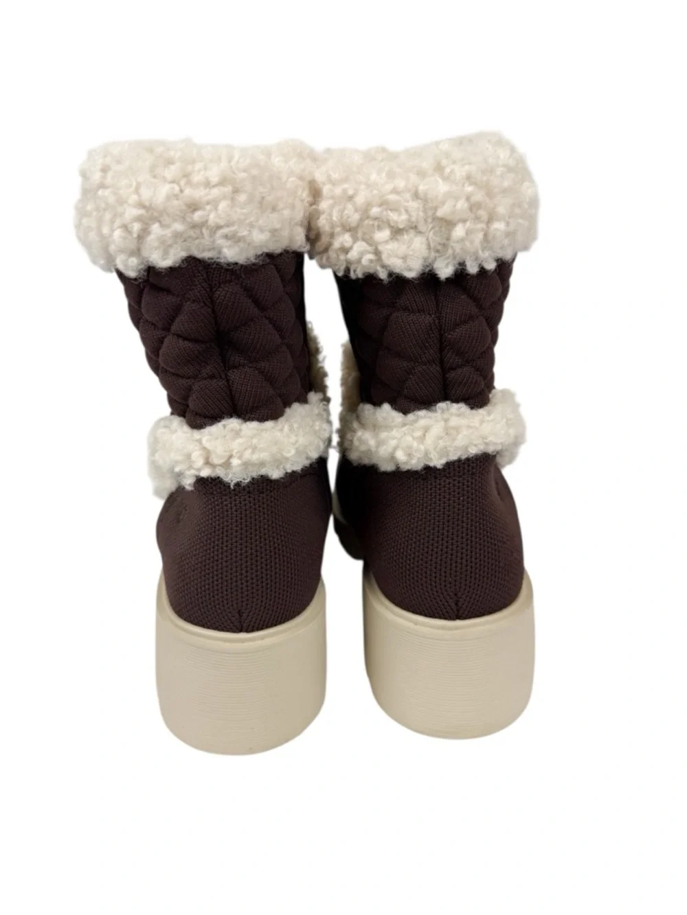 Vivaia Emilia Fluffy Round Toe Chunky Wedge Boots Chocolate Brown Size 40/ US‎ 9